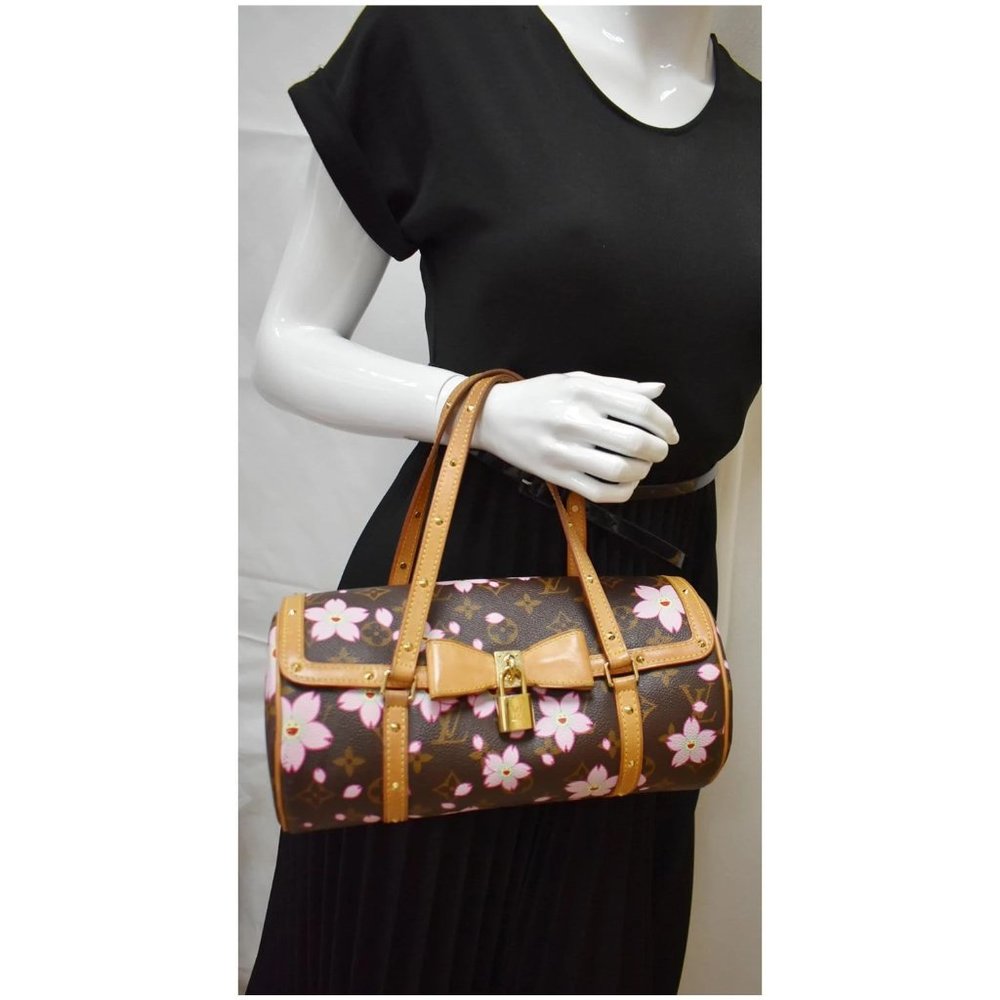 LOUIS VUITTON Papillon Monogram Cherry Blossom Tote Handbag Brown - Picture 2 of 11